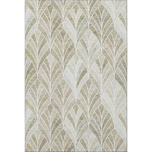 HomeRoots 5' X 8' Khaki Beige & Ivory Geometric Area Rug - Washable, UV Protected, Durable & Easy Care Design 667607