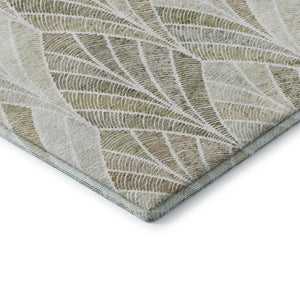HomeRoots 8' Khaki Beige & Ivory Geometric Round Rug – Washable, UV Protected, Perfect for Family Spaces! 667608
