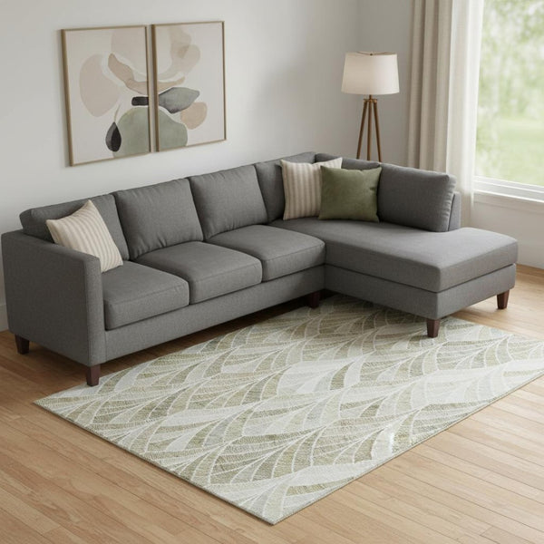 HomeRoots 8' X 10' Khaki Beige & Ivory Geometric Area Rug – Washable, UV Protected, Durable, Stylish & Practical! 667609