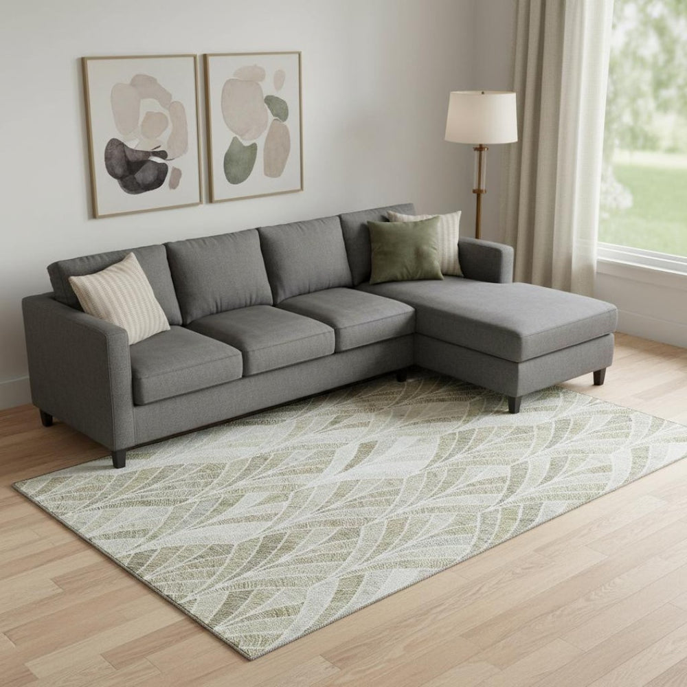 HomeRoots 9' X 12' Stylish Khaki Beige & Ivory Geometric Washable Area Rug with UV Protection for Homes 667610