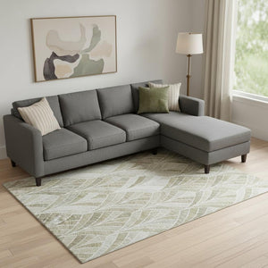 HomeRoots 10' Khaki Beige and Ivory Geometric Area Rug - Stylish, Washable, UV-Protected for Modern Homes 667611