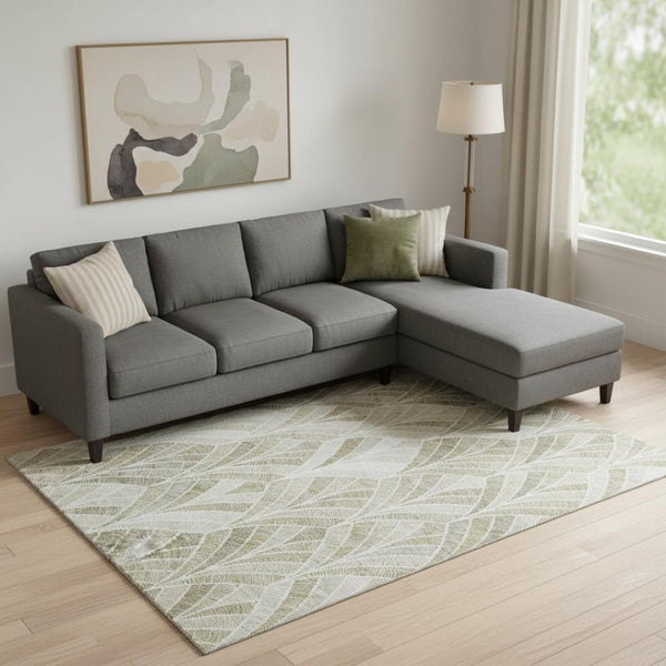 HomeRoots 10' Khaki Beige and Ivory Geometric Area Rug - Stylish, Washable, UV-Protected for Modern Homes 667611