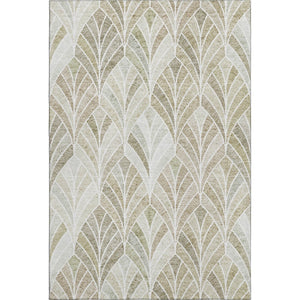 HomeRoots 10' Khaki Beige and Ivory Geometric Area Rug - Stylish, Washable, UV-Protected for Modern Homes 667611