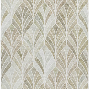 HomeRoots 10' Khaki Beige and Ivory Geometric Area Rug - Stylish, Washable, UV-Protected for Modern Homes 667611