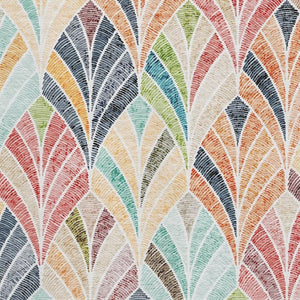 HomeRoots 5' X 8' Vibrant Orange, Gold & Blue Geometric Washable Area Rug with UV Protection for Modern Homes 667613