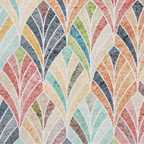 HomeRoots 5' X 8' Vibrant Orange, Gold & Blue Geometric Washable Area Rug with UV Protection for Modern Homes 667613