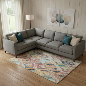 HomeRoots 8' X 10' Vibrant Orange, Gold & Blue Geometric Area Rug - Washable, UV Protected & Stain Resistant! 667615