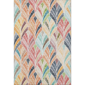 HomeRoots 8' X 10' Vibrant Orange, Gold & Blue Geometric Area Rug - Washable, UV Protected & Stain Resistant! 667615
