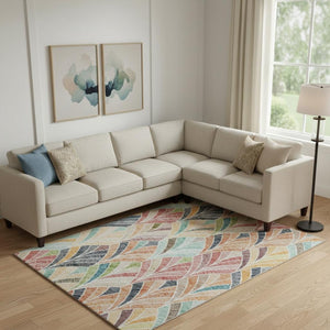 HomeRoots 9' X 12' Colorful Geometric Washable Area Rug with UV Protection for Bright Homes and Patios 667616