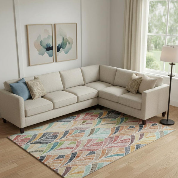HomeRoots 9' X 12' Colorful Geometric Washable Area Rug with UV Protection for Bright Homes and Patios 667616
