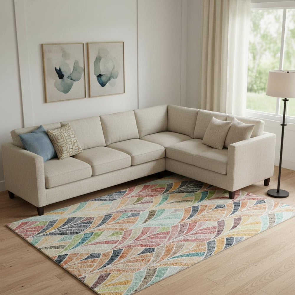 HomeRoots 10' X 14' Vibrant Geometric Area Rug - Washable, UV Protected, Stain-Resistant for Busy Homes 667617