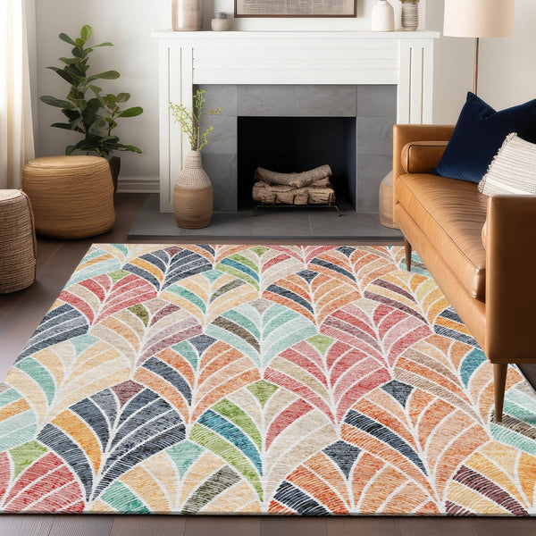 HomeRoots 10' X 14' Vibrant Geometric Area Rug - Washable, UV Protected, Stain-Resistant for Busy Homes 667617