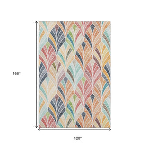 HomeRoots 10' X 14' Vibrant Geometric Area Rug - Washable, UV Protected, Stain-Resistant for Busy Homes 667617