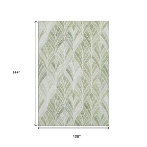 HomeRoots 9' X 12' Sage and Ivory Geometric Area Rug - Durable, Stain Resistant, UV Protected for Easy Care 667622