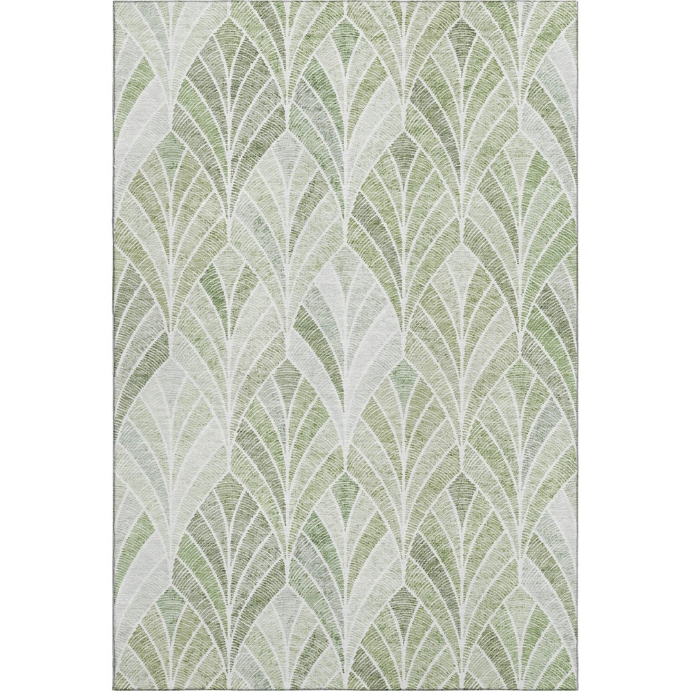 HomeRoots 9' X 12' Sage and Ivory Geometric Area Rug - Durable, Stain Resistant, UV Protected for Easy Care 667622