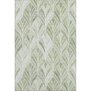 HomeRoots 9' X 12' Sage and Ivory Geometric Area Rug - Durable, Stain Resistant, UV Protected for Easy Care 667622