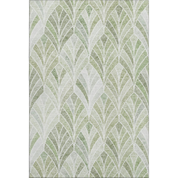 HomeRoots 9' X 12' Sage and Ivory Geometric Area Rug - Durable, Stain Resistant, UV Protected for Easy Care 667622