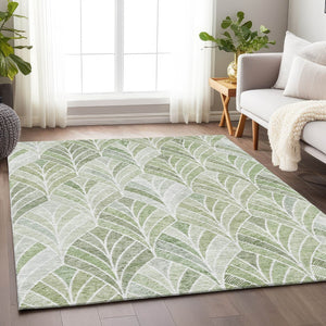 HomeRoots 9' X 12' Sage and Ivory Geometric Area Rug - Durable, Stain Resistant, UV Protected for Easy Care 667622