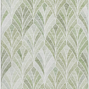 HomeRoots 9' X 12' Sage and Ivory Geometric Area Rug - Durable, Stain Resistant, UV Protected for Easy Care 667622