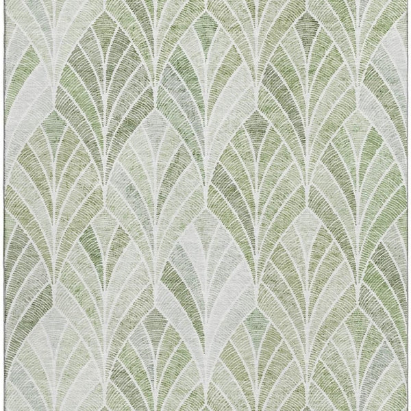 HomeRoots 9' X 12' Sage and Ivory Geometric Area Rug - Durable, Stain Resistant, UV Protected for Easy Care 667622