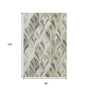 HomeRoots 8' X 10' Taupe and Ivory Geometric Area Rug – Durable, UV-Protected, Washable, Ideal for Busy Homes 667627