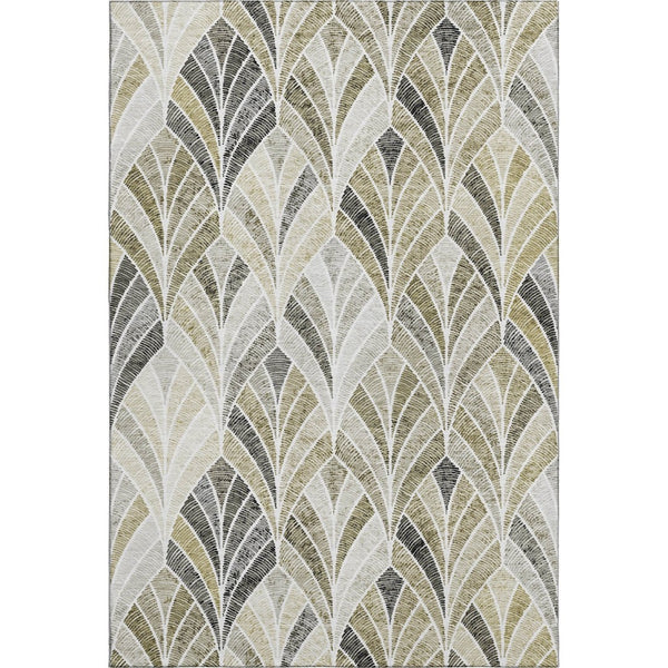 HomeRoots 10' X 14' Taupe And Ivory Geometric Area Rug - Durable, Washable, UV-Protected for Modern Spaces 667629