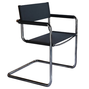 HomeRoots 23" Sleek Silver and Black Leather Arm Chair – Modern Comfort for Dining, Offices, and Lounges 667631