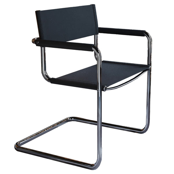 HomeRoots 23" Sleek Silver and Black Leather Arm Chair – Modern Comfort for Dining, Offices, and Lounges 667631