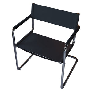 HomeRoots 23" Sleek Silver and Black Leather Arm Chair – Modern Comfort for Dining, Offices, and Lounges 667631