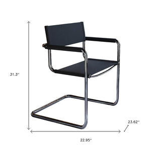 HomeRoots 23" Sleek Silver and Black Leather Arm Chair – Modern Comfort for Dining, Offices, and Lounges 667631