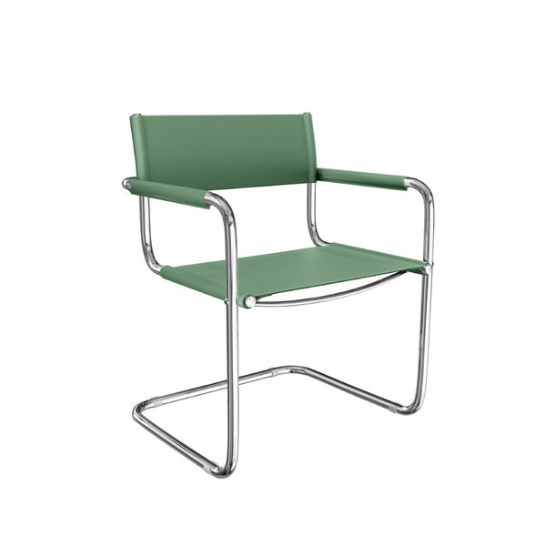 HomeRoots 23" Silver and Green Leather Arm Chair - Stylish Mid-Century Modern Design for Home or Office Use 667632