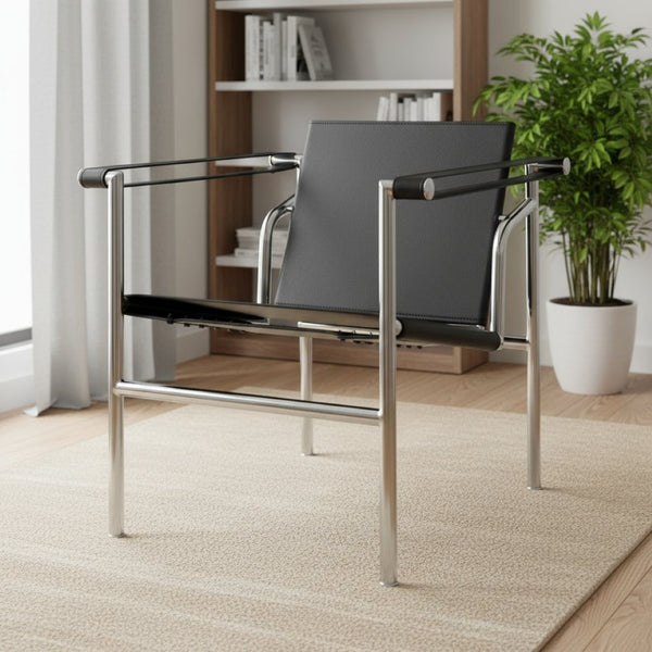 HomeRoots 24" Silver Stainless Steel Arm Chair - Modern Accent Seat with Plush Upholstery for Stylish Spaces 667637