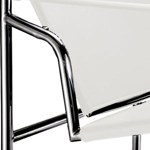 HomeRoots 24" Modern White and Silver Faux Leather Adjustable Back Arm Chair for Stylish Home or Office Use 667638
