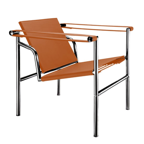 HomeRoots 24" Adjustable Back Arm Chair in Terra Cotta & Silver Faux Leather – Modern Comfort for Any Space 667639
