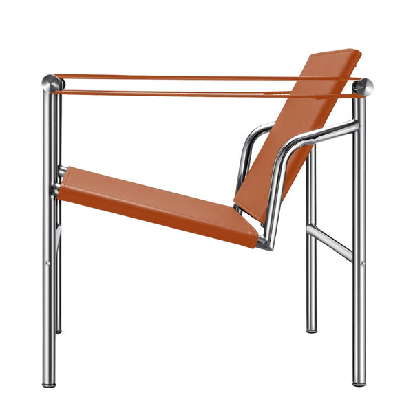 HomeRoots 24" Adjustable Back Arm Chair in Terra Cotta & Silver Faux Leather – Modern Comfort for Any Space 667639