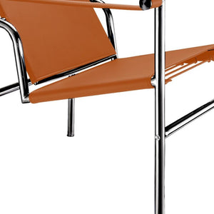 HomeRoots 24" Adjustable Back Arm Chair in Terra Cotta & Silver Faux Leather – Modern Comfort for Any Space 667639