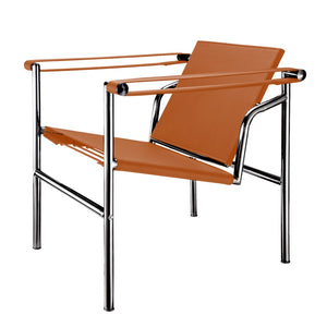 HomeRoots 24" Adjustable Back Arm Chair in Terra Cotta & Silver Faux Leather – Modern Comfort for Any Space 667639