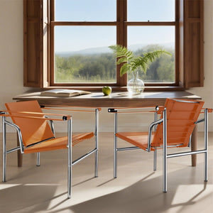 HomeRoots 24" Adjustable Back Arm Chair in Terra Cotta & Silver Faux Leather – Modern Comfort for Any Space 667639