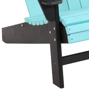 HomeRoots Set of Two Stylish Blue and Black Heavy-Duty Adirondack Chairs for Comfortable Outdoor Relaxation 667644