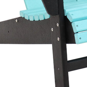 HomeRoots Set of Two Stylish Blue and Black Heavy-Duty Adirondack Chairs for Comfortable Outdoor Relaxation 667644