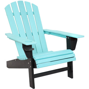 HomeRoots Set of Two Stylish Blue and Black Heavy-Duty Adirondack Chairs for Comfortable Outdoor Relaxation 667644