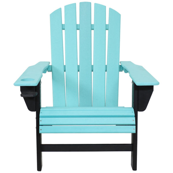 HomeRoots Set of Two Stylish Blue and Black Heavy-Duty Adirondack Chairs for Comfortable Outdoor Relaxation 667644