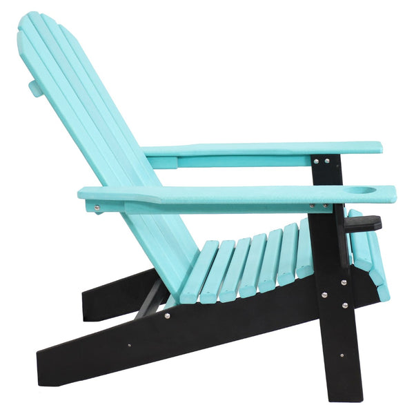 HomeRoots Set of Two Stylish Blue and Black Heavy-Duty Adirondack Chairs for Comfortable Outdoor Relaxation 667644
