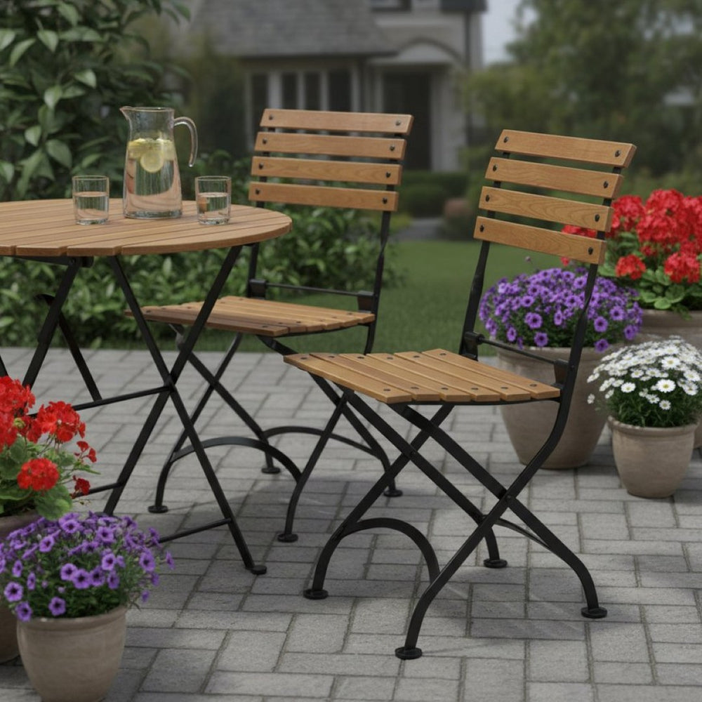 HomeRoots Set of Two Stylish Brown Steel Folding Accent Chairs for Outdoor Comfort and Versatile Use 667645