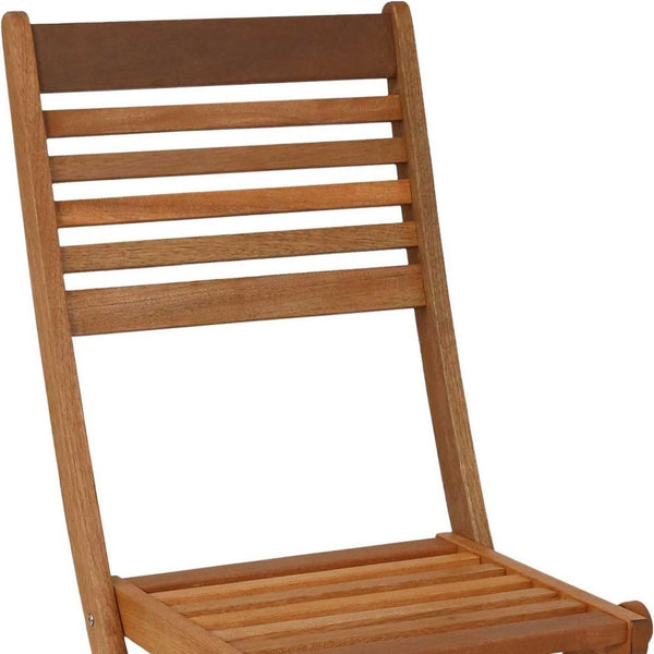 HomeRoots Set of Two Stylish Brown Solid Wood Folding Accent Chairs for Outdoor Comfort & Versatility 667646