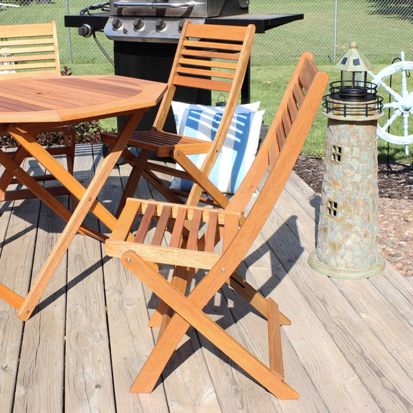 HomeRoots Set of Two Stylish Brown Solid Wood Folding Accent Chairs for Outdoor Comfort & Versatility 667646