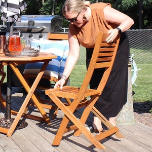 HomeRoots Set of Two Stylish Brown Solid Wood Folding Accent Chairs for Outdoor Comfort & Versatility 667646