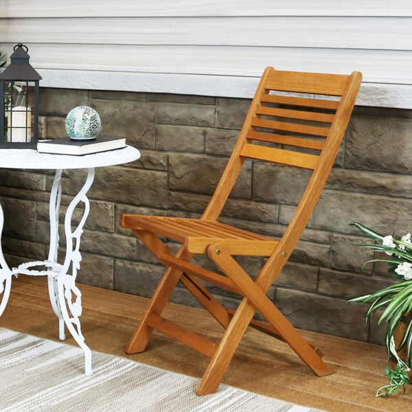HomeRoots Set of Two Stylish Brown Solid Wood Folding Accent Chairs for Outdoor Comfort & Versatility 667646