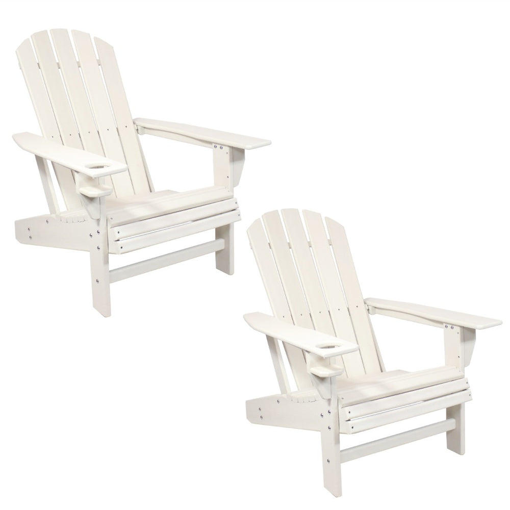 HomeRoots Set of Two Classic White Adirondack Chairs – Durable, Easy-Care, Stylish Outdoor Seating for Relaxation 667647