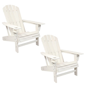 HomeRoots Set of Two Classic White Adirondack Chairs – Durable, Easy-Care, Stylish Outdoor Seating for Relaxation 667647